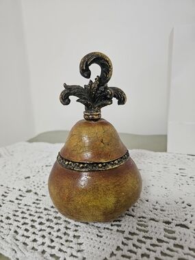 VINTAGE Decorative Pear Accent with Ornate Gold Top - Brown